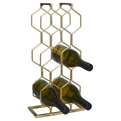 Home&Styling Wijnrek voor 8 flessen metaal goudkleurig