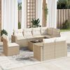 vidaXL 9-delige Loungeset met kussens poly rattan beige