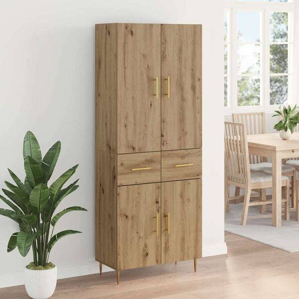 vidaXL Highboard Artisan Eiken 69,5 x 34 x 180 cm Bewerkt hout