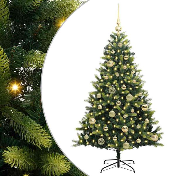 vidaXL Kunstkerstboom met scharnier 150 LEDs Groen 120 cm PVC en PE