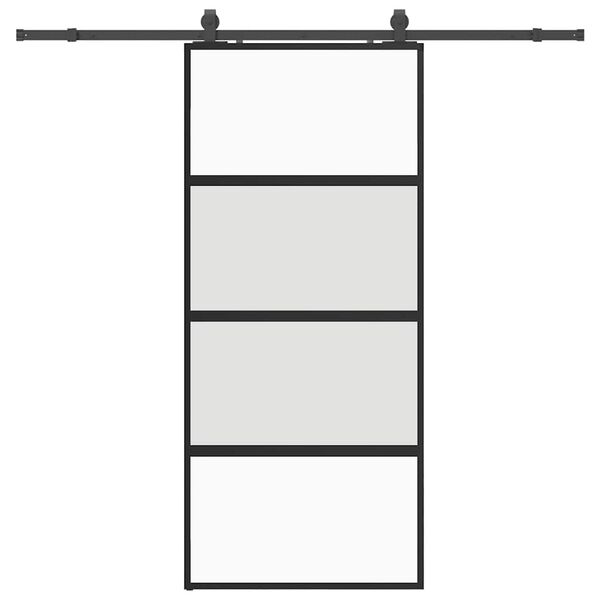 vidaXL Schuifdeur met beslagset 90x205 cm gehard glas zwart