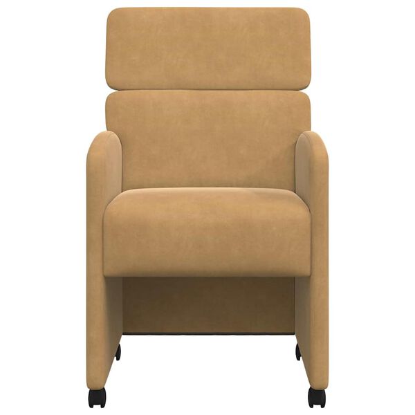 vidaXL Eetstoelen met wielen 2 pcs Bruin 58 x 65 x 98 cm Fluweel
