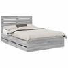 vidaXL Bedframe met lade Grijs Sonoma 140 x 200 cm Ingenieurshout