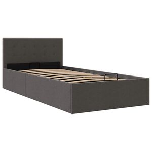 vidaXL Bedframe met hydraulische opslag stof donkergrijs 90x200 cm