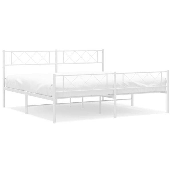 vidaXL Bedframe met hoofd- en voeteneinde metaal wit 200x200 cm