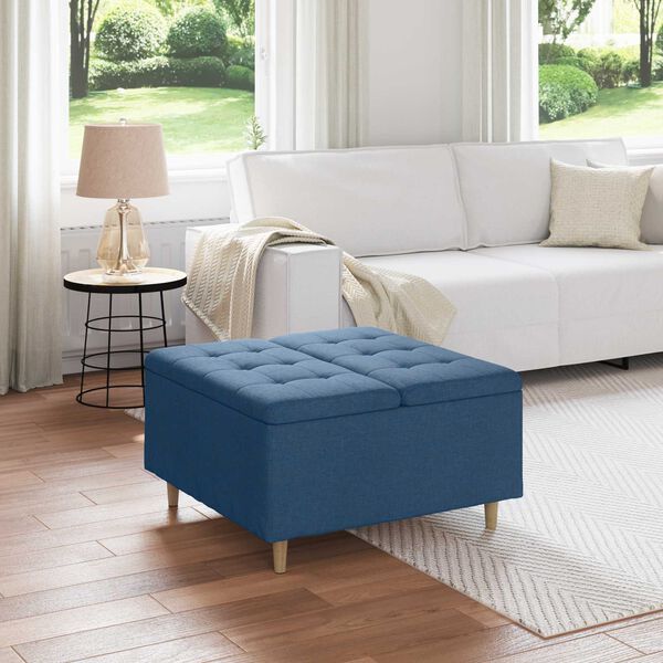vidaXL Opslagottoman met kussen Blauw 80 x 80 x 45 cm Stof