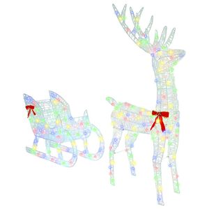 vidaXL Rendier trek slede kleurrijk 70 x 24 x 128 cm Acryl 200 LED's