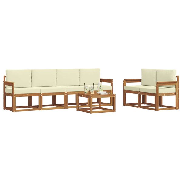 vidaXL Buiten bankenset 7 pcs Natuurlijk en Cr&egrave;me Massief Acaciahout