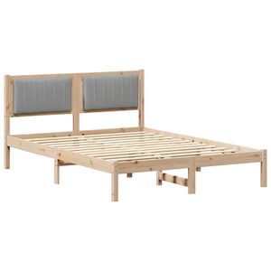 vidaXL Bedframe met Gevoerd Hoofdgedeelte Lichtgrijs 135 x 190 cm