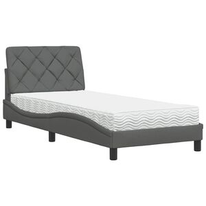 vidaXL Bed met matras stof donkergrijs 90x200 cm