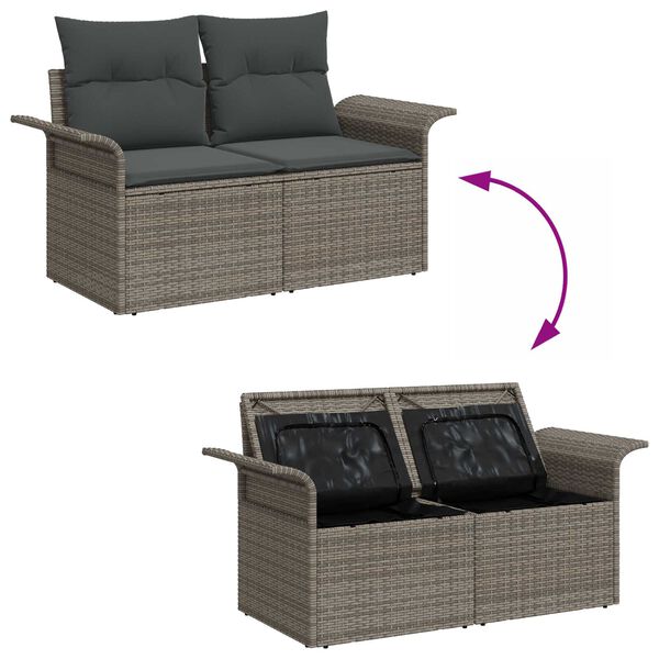 vidaXL Tuin Sofa Set met kussen met kussen 10 pcs Grijs Poly Rattan