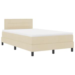 vidaXL Boxspring bed met matras met LED Cr&egrave;me 120 x 190 cm Stof