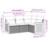 vidaXL 4-delige Loungeset met kussens poly rattan grijs