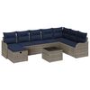 vidaXL Bankstel 9 st 8-Aantal zitplaatsen Grijs en Marineblauw