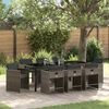vidaXL Tuin eettafelset 9 pcs Grijs poly rattan