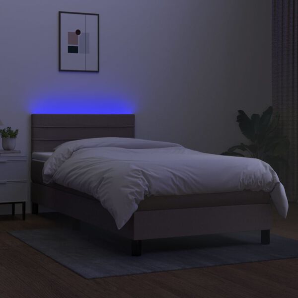 vidaXL Boxspring met matras en LED stof taupe 90x190 cm