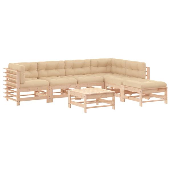vidaXL 7-delige Loungeset met kussens massief teak