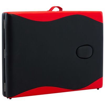 vidaXL Massagetafel inklapbaar 2 zones aluminium zwart en rood