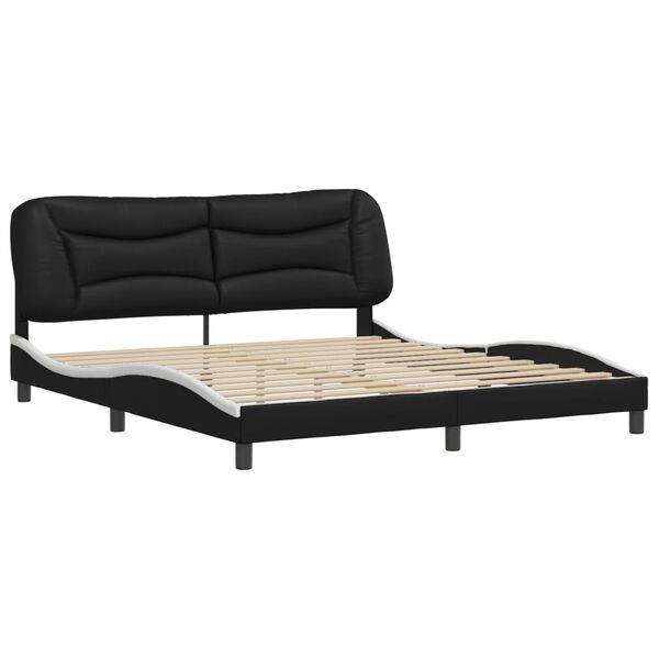 vidaXL Bedframe zonder matras "Hvar" kunstleer zwart en wit 180x200 cm