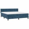 vidaXL Boxspring met matras fluweel donkerblauw 180x200 cm