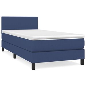 vidaXL Boxspring met matras stof blauw 90x190 cm