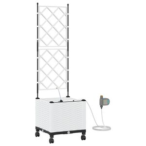 vidaXL Tuin Pot met Irrigatie en Wielen Wit 40 x 40 x 148 cm PP