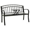 vidaXL Tuinbank met tafel 120 cm staal zwart