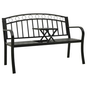 vidaXL Tuinbank met tafel 120 cm staal zwart