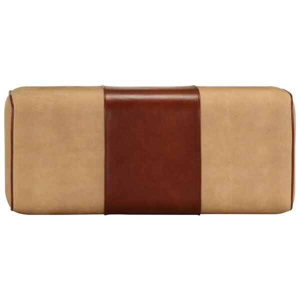 vidaXL Bankje turnbok 58 cm echt leer en massief mangohout bruin