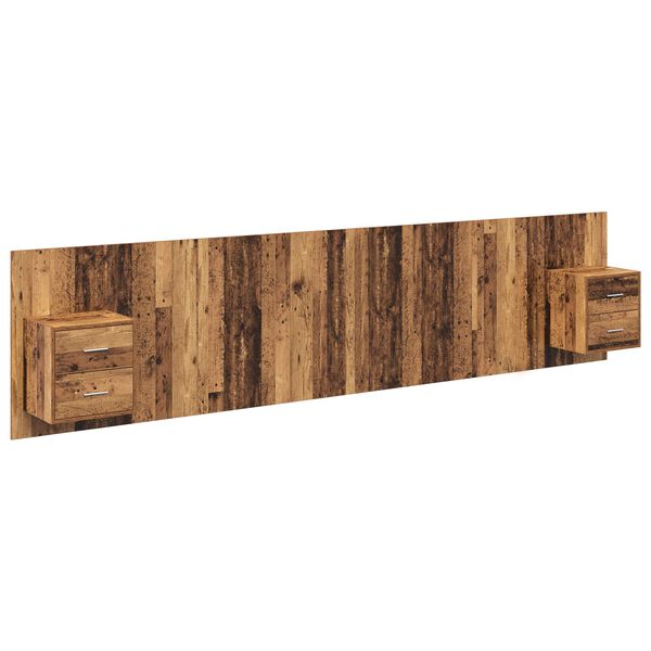 vidaXL Hoofdbord Met Kast met lade 3 pcs Oud Hout Bewerkt hout