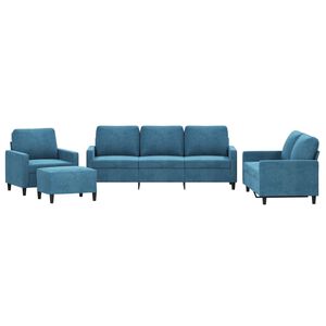 vidaXL 4-delige Loungeset met kussens fluweel blauw