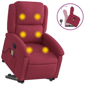 vidaXL Sta-op-massagestoel verstelbaar fluweel wijnrood