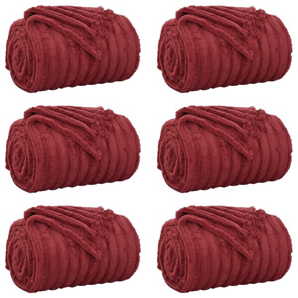 vidaXL Kleden 6 pcs Bordeaux Rood 240 x 220 cm Fleece