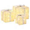 vidaXL Verlichte kerstcadeau doos 3 st 64 LED's Warmwit