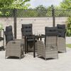 vidaXL Tuin eettafelset met kussen 5 pcs Grijs poly rattan