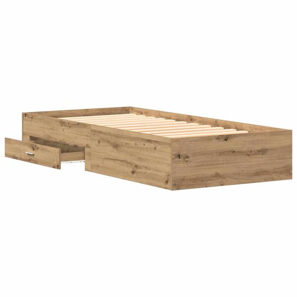 vidaXL Bedframe met lade Artisan Eiken 90 x 200 cm Bewerkt hout