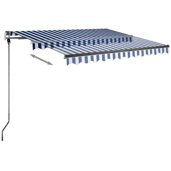 vidaXL Luifel handmatig uittrekbaar met LED 350x250 cm blauw en wit