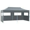vidaXL Partytent met 4 zijwanden inklapbaar 3x6 m staal antraciet
