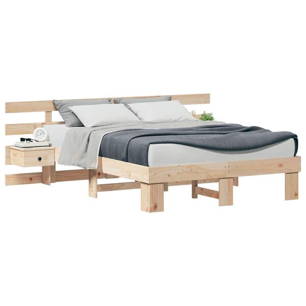 vidaXL Bedframe met hoofdeinde Bruin 120 x 200 cm Massief grenenhout