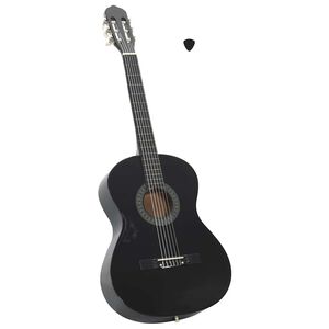 vidaXL Gitaar klassiek beginner 4/4 39" lindenhout zwart
