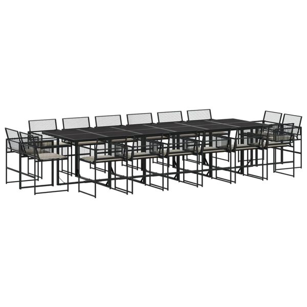 vidaXL 17-delige Tuinset met kussens poly rattan zwart