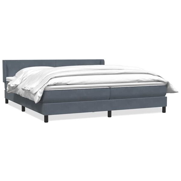 vidaXL Boxspring met matras fluweel donkergrijs 180x210 cm