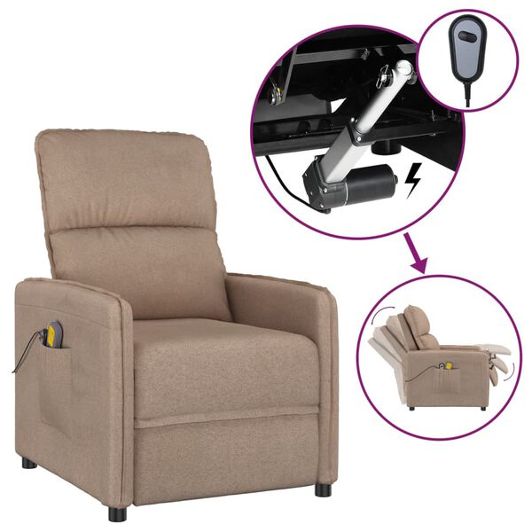 vidaXL Massagestoel elektrisch microvezelstof taupe