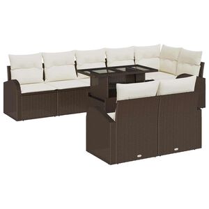 vidaXL Tuin Sofa Set 9 st Bruin en Cr&egrave;me poly rattan