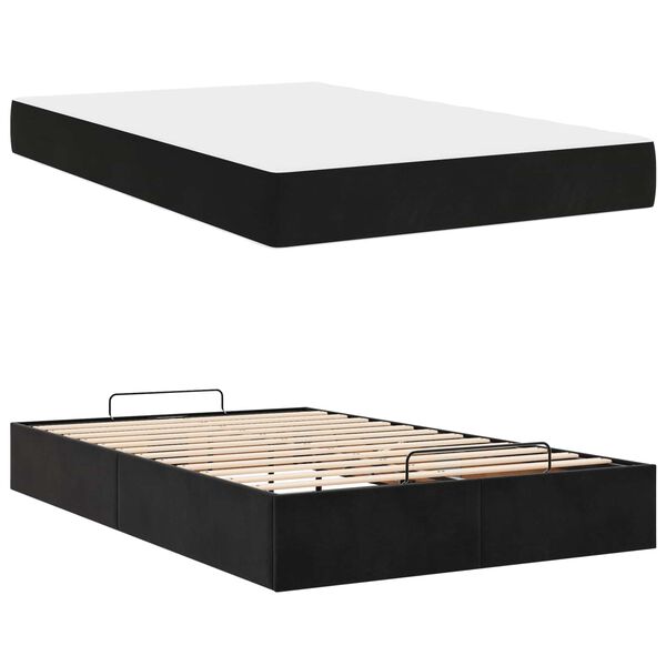 vidaXL Bedframe met matras met opslag Zwart 120 x 190 cm Fluweel