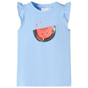 Kindershirt met ruches aan de mouwen 128 lichtblauw