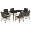 vidaXL 7-delige Tuinset met kussens poly rattan grijs