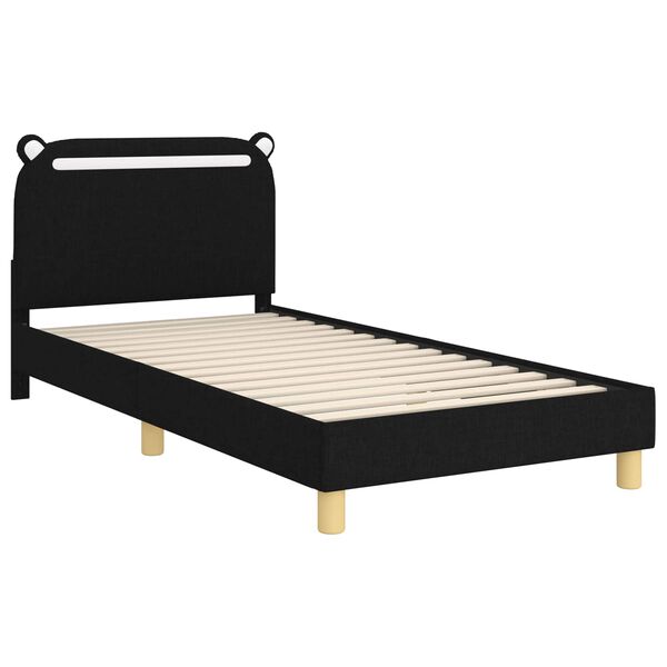 vidaXL Bedframe voor kinderen met hoofdbord Zwart 90 x 190 cm Stof