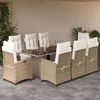 vidaXL 9-delige Tuinset met kussens poly rattan beige