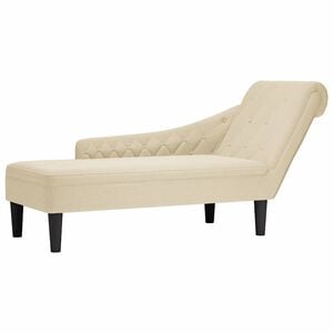 vidaXL Chaise longue met kussen en rechterarmleuning stof cr&egrave;mekleurig